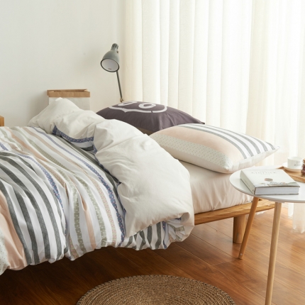 (总)彩窝窝家纺 2016秋冬磨毛（阳绒）四件套条格系床单款