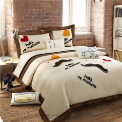 晴轩家纺 轻奢款绣花全棉四件套1 胡子先生