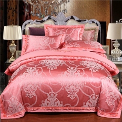 蓝天缘 2017锦绣缎提花绣花全棉四件套欧风典尚-桔红