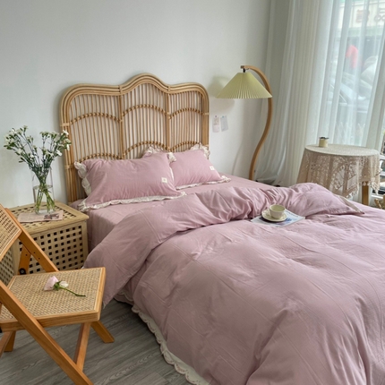 91家纺网 家纺一手货源 找家纺 （总）源启生活 2022新全棉法式复古花边双层纱四件套纯棉