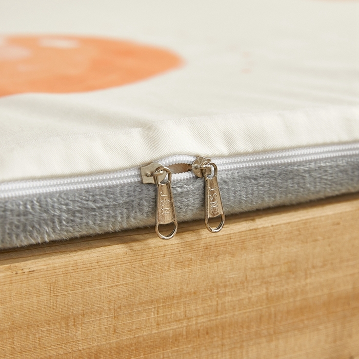 91家纺网 家纺一手货源 找家纺 金丝鸟 2023新款全棉加水晶绒棉加绒床垫套 桔子兔