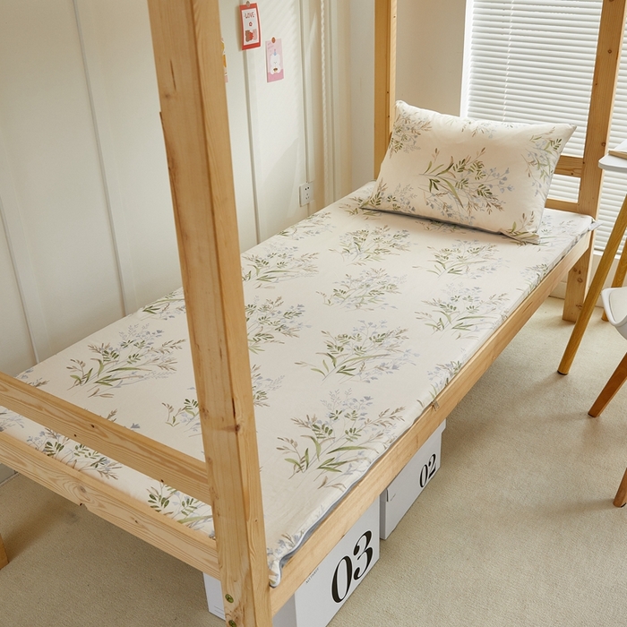 91家纺网 家纺一手货源 找家纺 金丝鸟 2023新款全棉加水晶绒棉加绒床垫套 柳叶草