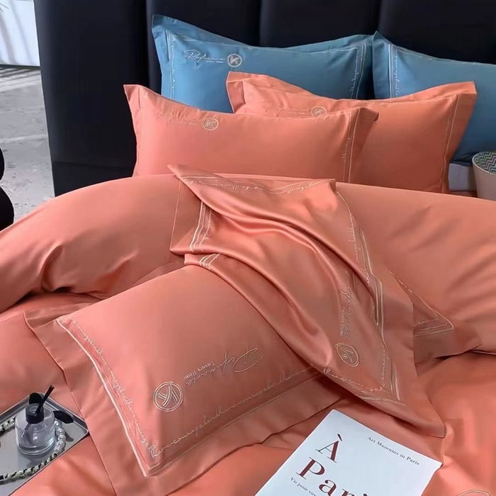 91家纺网 家纺一手货源 找家纺 （总）U品汇2023款新品120支s长绒棉宽边刺绣花纯棉全棉四件套直播