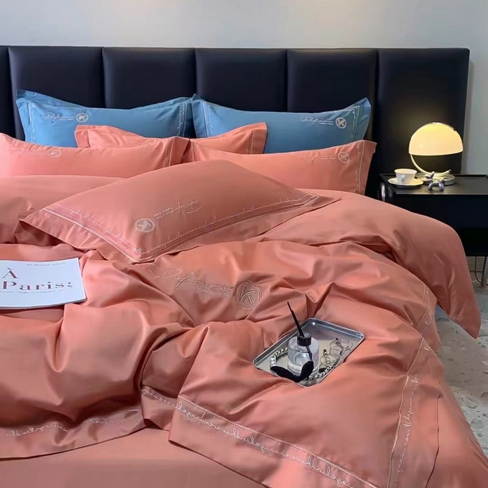 91家纺网 家纺一手货源 找家纺 （总）U品汇2023款新品120支s长绒棉宽边刺绣花纯棉全棉四件套直播