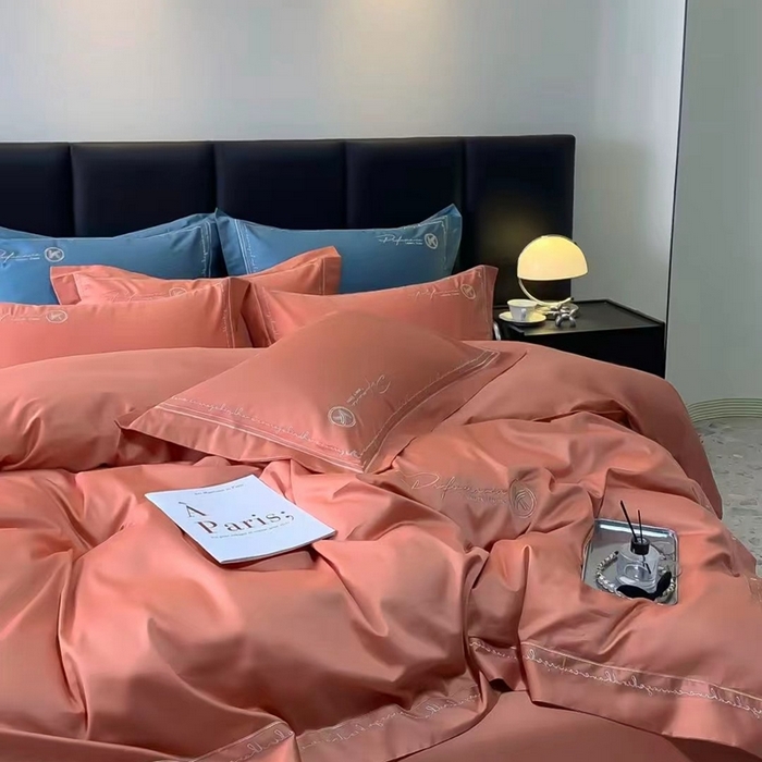 91家纺网 家纺一手货源 找家纺 （总）U品汇2023款新品120支s长绒棉宽边刺绣花纯棉全棉四件套直播