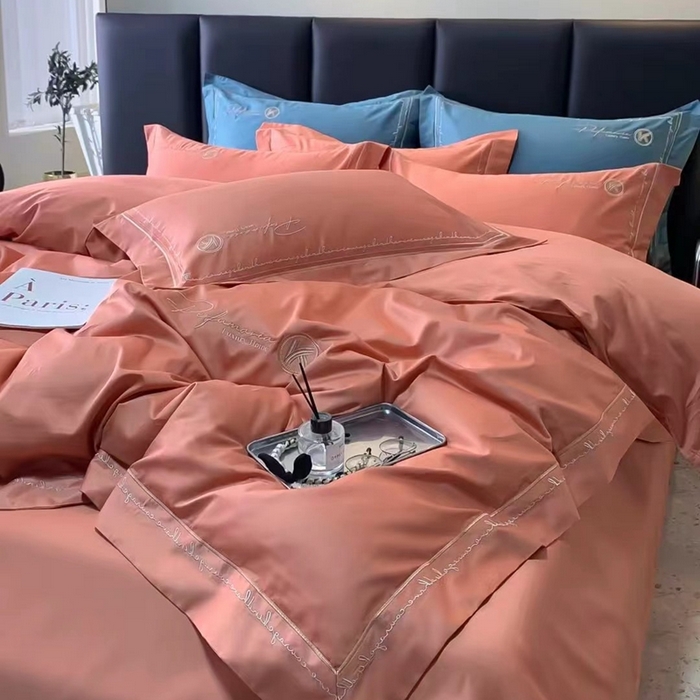 91家纺网 家纺一手货源 找家纺 （总）U品汇2023款新品120支s长绒棉宽边刺绣花纯棉全棉四件套直播