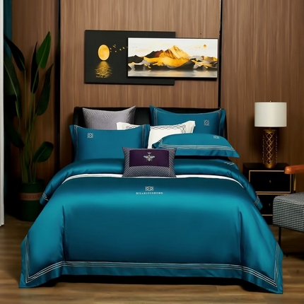 91家纺网 家纺一手货源 找家纺 （总）U品汇2023款新品120支s长绒棉宽边刺绣花纯棉全棉四件套直播