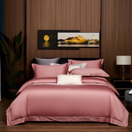 91家纺网 家纺一手货源 找家纺 （总）U品汇2023款新品120支s长绒棉宽边刺绣花纯棉全棉四件套直播