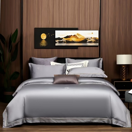 91家纺网 家纺一手货源 找家纺 （总）U品汇2023款新品120支s长绒棉宽边刺绣花纯棉全棉四件套直播