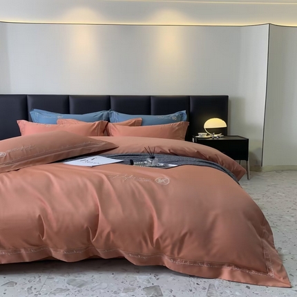 91家纺网 家纺一手货源 找家纺 （总）U品汇2023款新品120支s长绒棉宽边刺绣花纯棉全棉四件套直播