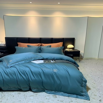 91家纺网 家纺一手货源 找家纺 （总）U品汇2023款新品120支s长绒棉宽边刺绣花纯棉全棉四件套直播