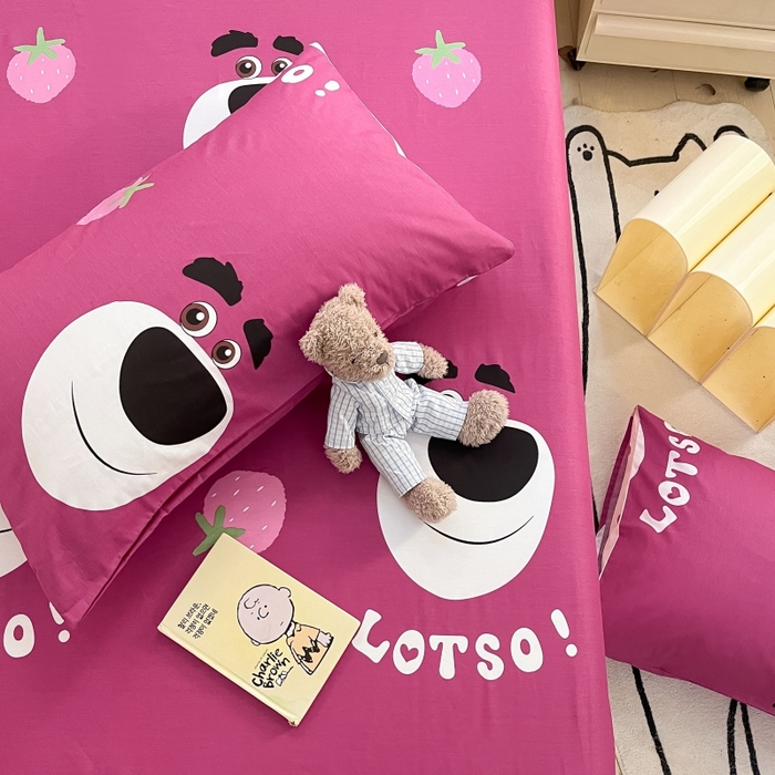 91家纺网 家纺一手货源 找家纺 2023新款全棉印花小清新系列-单枕套 调皮熊