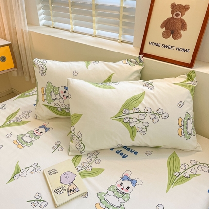 2023新款全棉印花小清新系列-单枕套 铃兰兔