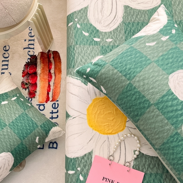 91家纺网 家纺一手货源 找家纺 2023新款全棉印花小清新系列-单枕套 青涩花朵