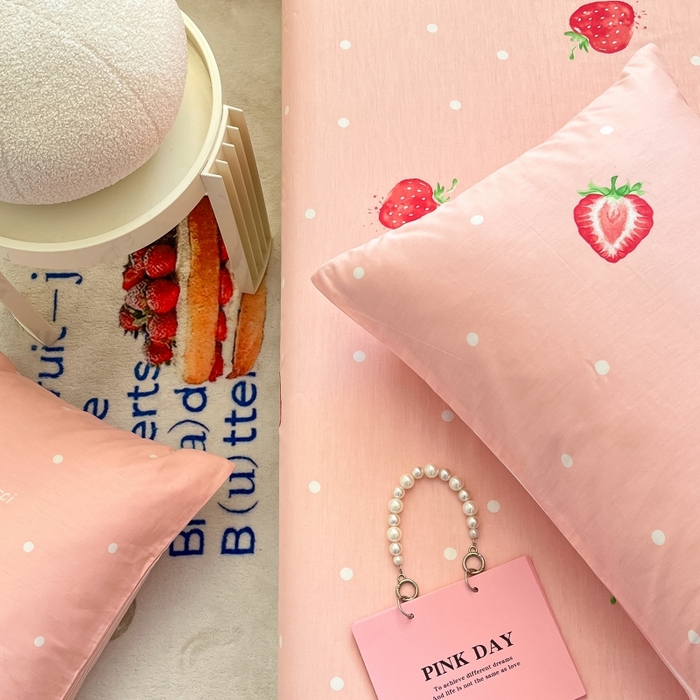 91家纺网 家纺一手货源 找家纺 2023新款全棉印花小清新系列-单枕套 莓妮