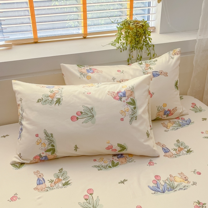 91家纺网 家纺一手货源 找家纺 2023新款全棉印花小清新系列-单枕套 蘑菇屋