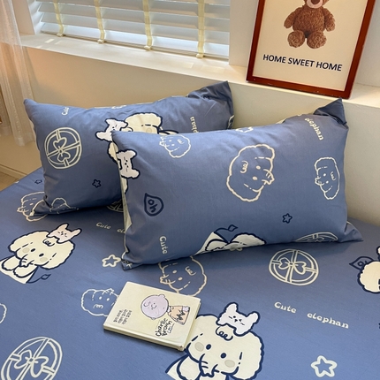 2023新款全棉印花小清新系列-单枕套 甜心小象