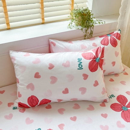 91家纺网 家纺一手货源 找家纺 2023新款全棉印花小清新系列-单枕套 暖语