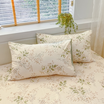 91家纺网 家纺一手货源 找家纺 2023新款全棉印花小清新系列-单枕套 浅草