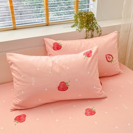 91家纺网 家纺一手货源 找家纺 2023新款全棉印花小清新系列-单枕套 莓妮