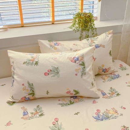 91家纺网 家纺一手货源 找家纺 2023新款全棉印花小清新系列-单枕套 蘑菇屋