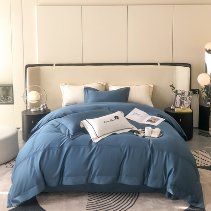 91家纺网 家纺一手货源 找家纺 新款纯棉全棉长绒棉四件套-莫拉格 宾利蓝