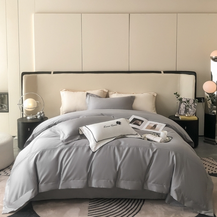 91家纺网 家纺一手货源 找家纺 新款纯棉全棉长绒棉四件套-莫拉格 绅士灰