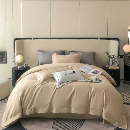 91家纺网 家纺一手货源 找家纺 新款纯棉全棉长绒棉四件套-莫拉格 香槟金