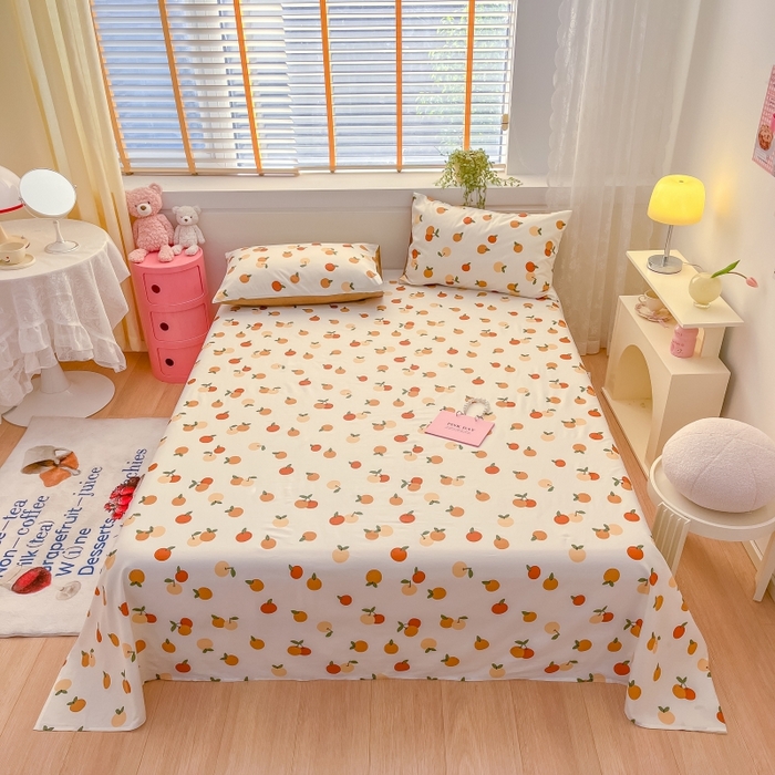 91家纺网 家纺一手货源 找家纺 2023新款全棉印花小清新系列-单床单 山楂树之恋