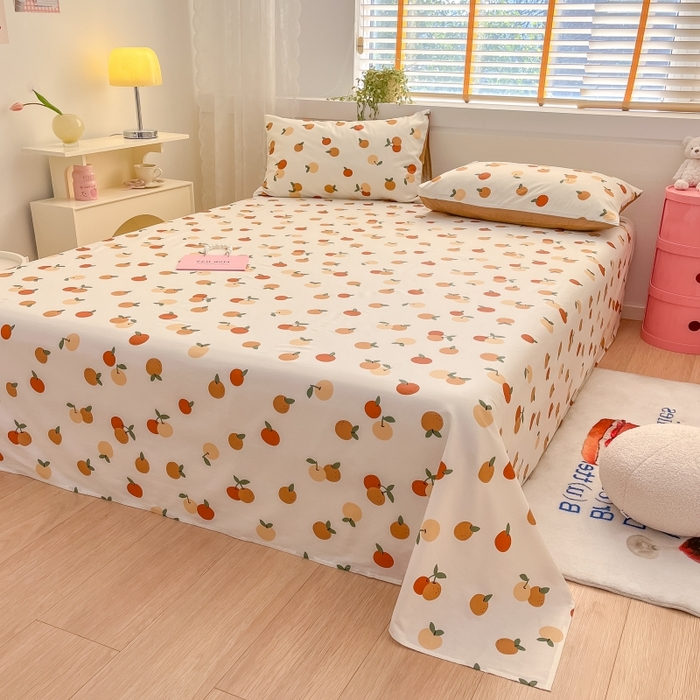 91家纺网 家纺一手货源 找家纺 2023新款全棉印花小清新系列-单床单 山楂树之恋