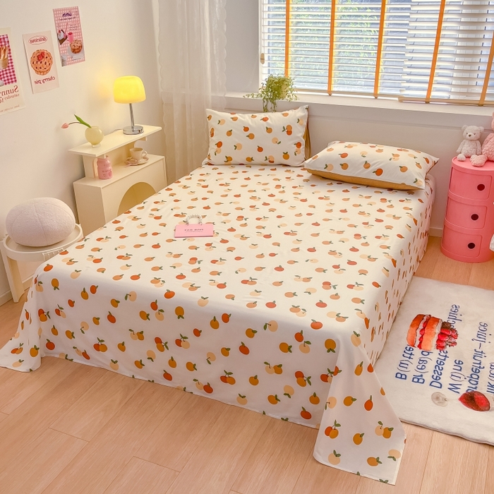 91家纺网 家纺一手货源 找家纺 2023新款全棉印花小清新系列-单床单 山楂树之恋