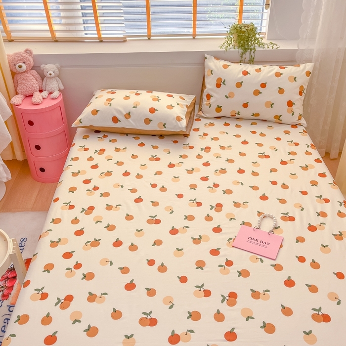 91家纺网 家纺一手货源 找家纺 2023新款全棉印花小清新系列-单床单 山楂树之恋