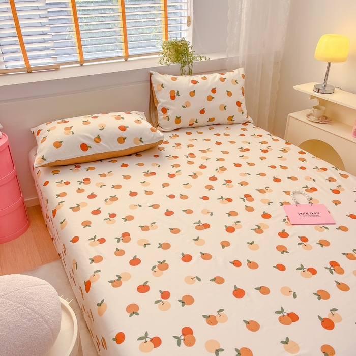 91家纺网 家纺一手货源 找家纺 2023新款全棉印花小清新系列-单床单 山楂树之恋