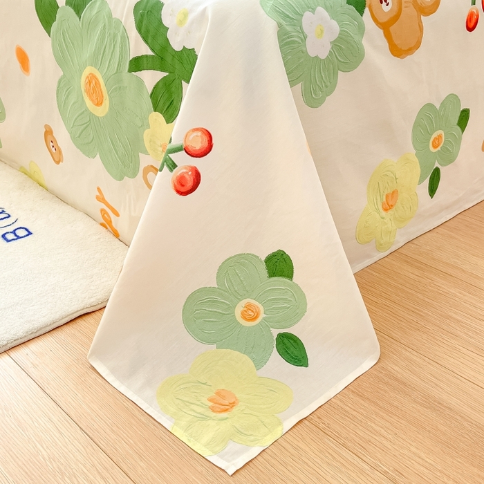 91家纺网 家纺一手货源 找家纺 2023新款全棉印花小清新系列-单床单 甜甜心事