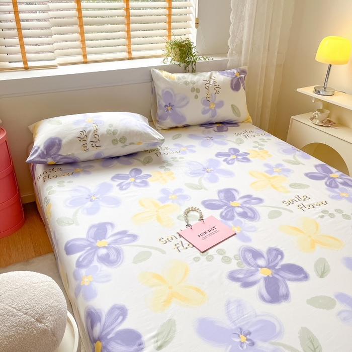 91家纺网 家纺一手货源 找家纺 2023新款全棉印花小清新系列-单床单 微笑花