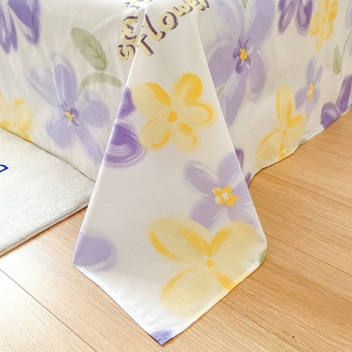 91家纺网 家纺一手货源 找家纺 2023新款全棉印花小清新系列-单床单 微笑花