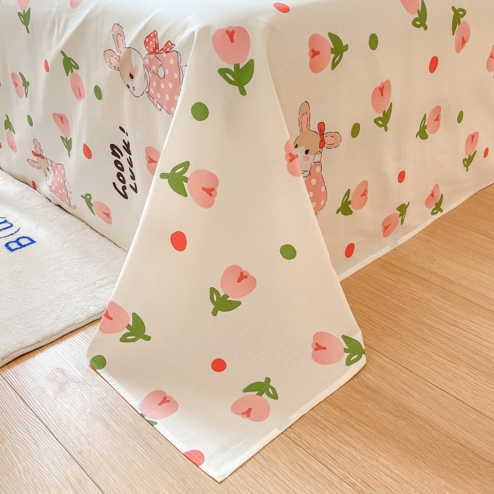 91家纺网 家纺一手货源 找家纺 2023新款全棉印花小清新系列-单床单 雨沫