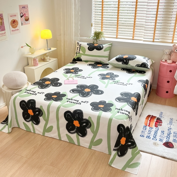 91家纺网 家纺一手货源 找家纺 2023新款全棉印花小清新系列-单床单 枝意