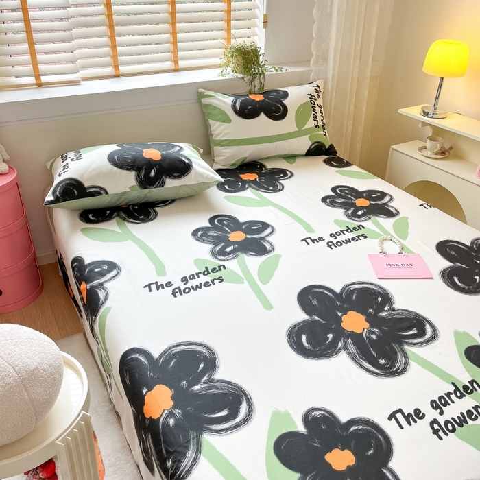 91家纺网 家纺一手货源 找家纺 2023新款全棉印花小清新系列-单床单 枝意