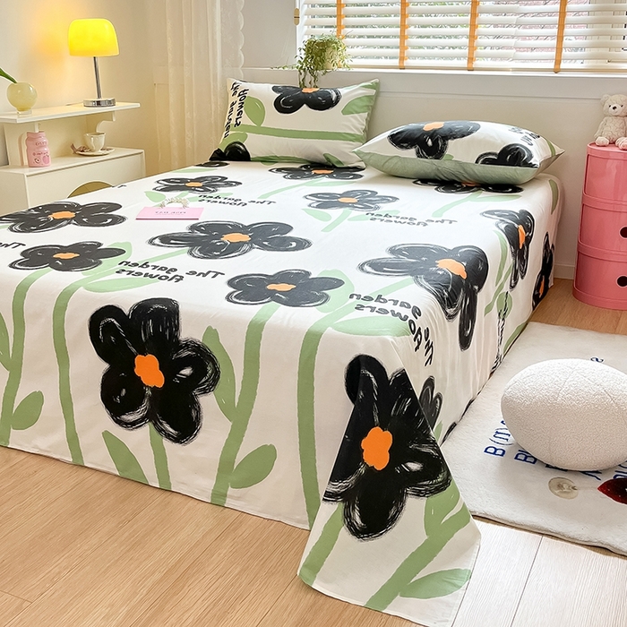 91家纺网 家纺一手货源 找家纺 2023新款全棉印花小清新系列-单床单 枝意