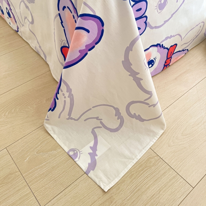 91家纺网 家纺一手货源 找家纺 2023新款全棉印花小清新系列-单床单 紫婼