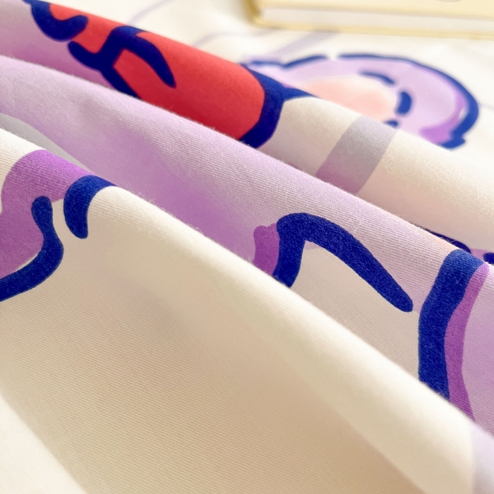 91家纺网 家纺一手货源 找家纺 2023新款全棉印花小清新系列-单床单 紫婼