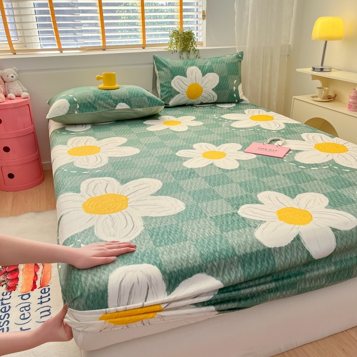 91家纺网 家纺一手货源 找家纺 2023年新款全棉印花单品系列-单床笠 青涩花朵