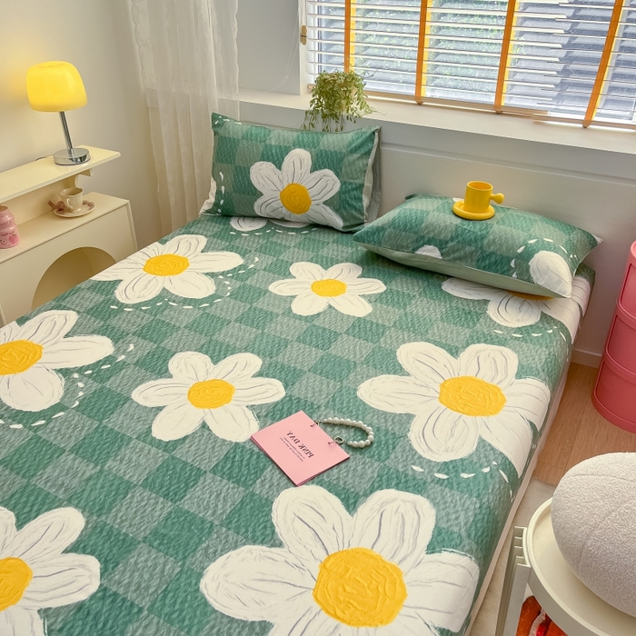 91家纺网 家纺一手货源 找家纺 2023年新款全棉印花单品系列-单床笠 青涩花朵