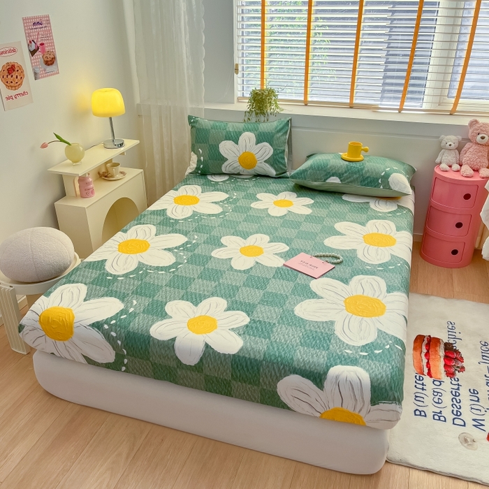 91家纺网 家纺一手货源 找家纺 2023年新款全棉印花单品系列-单床笠 青涩花朵