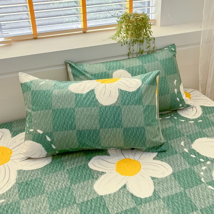 91家纺网 家纺一手货源 找家纺 2023年新款全棉印花单品系列-单床笠 青涩花朵