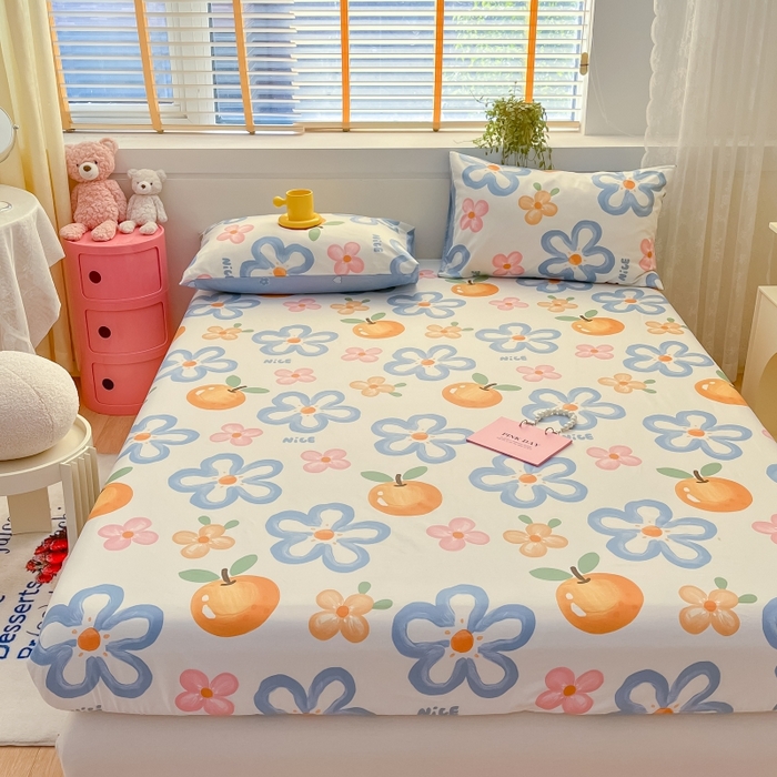 91家纺网 家纺一手货源 找家纺 2023年新款全棉印花单品系列-单床笠 手绘春意