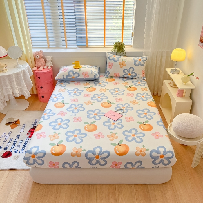 91家纺网 家纺一手货源 找家纺 2023年新款全棉印花单品系列-单床笠 手绘春意