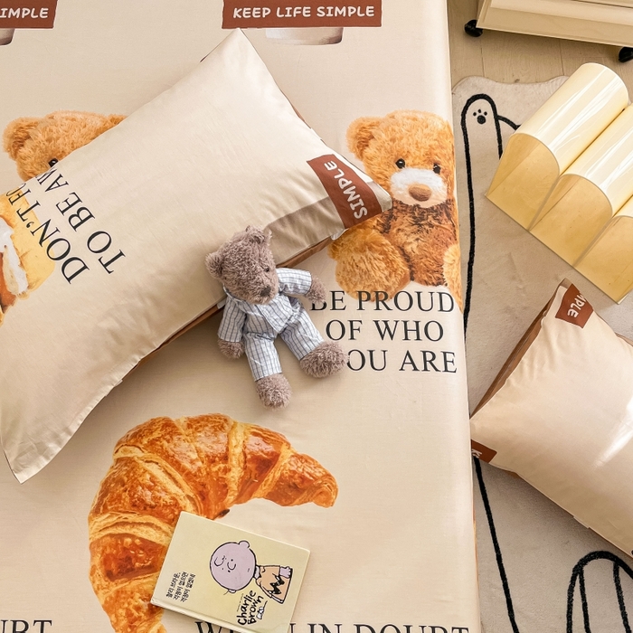 91家纺网 家纺一手货源 找家纺 2023年新款全棉印花单品系列-单床笠 泰迪熊