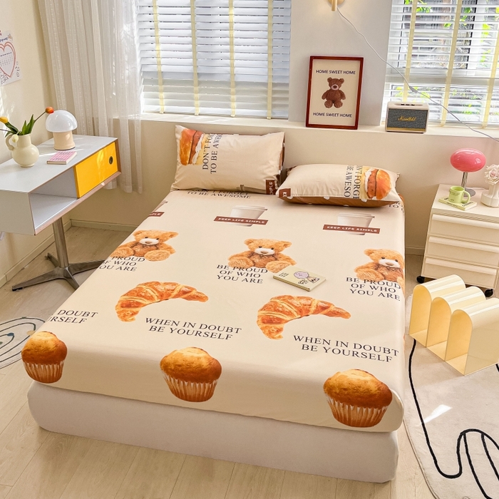 91家纺网 家纺一手货源 找家纺 2023年新款全棉印花单品系列-单床笠 泰迪熊